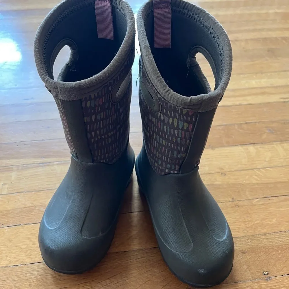 BOGS Neo-classic insulated rain snow boot mid 26 10 kids twinkle pink khaki blue